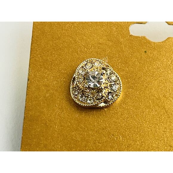 Vintage New on Card Monet Clip On Earrings Gold Tone Swirl Rhinestone JCP Huggie - Picture 9 of 15